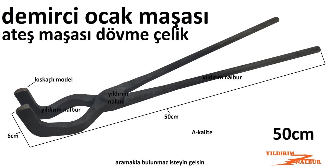 OCAK MAŞASI 50CM KISKAÇLI MODEL DEMİRCİ KUYUMCU MAŞASI DÖVME ÇELİK KÖRÜK MAŞASI GAGALI MAŞA