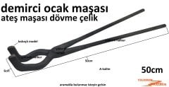 OCAK MAŞASI 50CM KISKAÇLI MODEL DEMİRCİ KUYUMCU MAŞASI DÖVME ÇELİK KÖRÜK MAŞASI GAGALI MAŞA