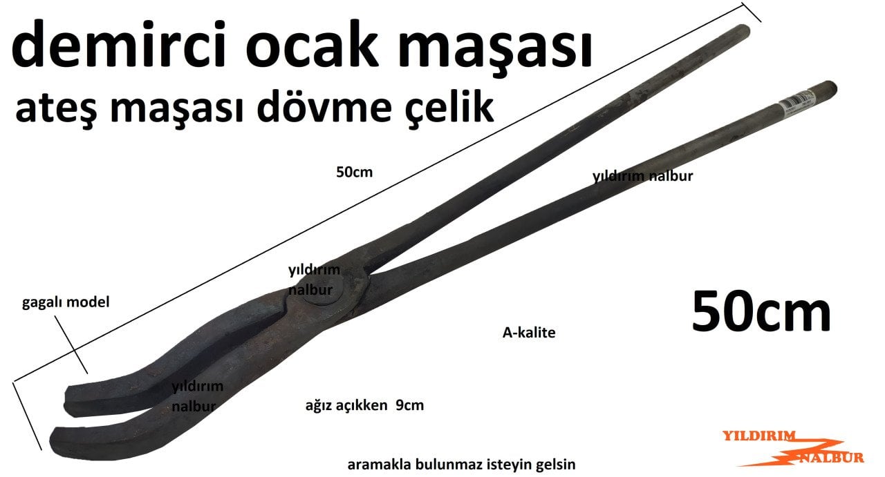 DEMİRCİ OCAK MAŞASI 50CM ÖZEL GAGALI MODEL DEMİRCİ KUYUMCU MAŞASI DÖVME ÇELİK KÖRÜK MAŞASI GAGALI