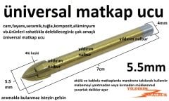 CAM DELME 5.5MM MATKAP UCU ELMASLI 4 KOL HASSAS DELME ÜNİVERSAL