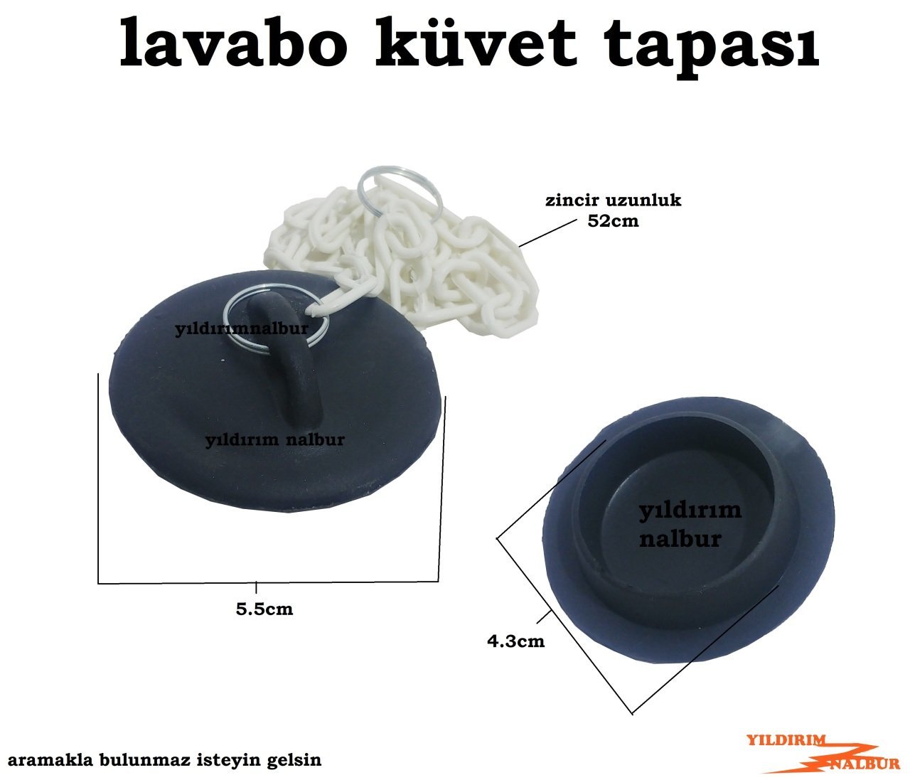 LAVABO KÜVET TAPASI ZİNCİRLİ GİDER TAPASI BANYO MUTFAK LASTİK TAPA