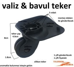 VALİZ TEKERİ SAĞ SOL ÇİFT OVAL TEKER BAVUL 2 ADET FİYATI TEKERİ DİK TEKER SİLİKON