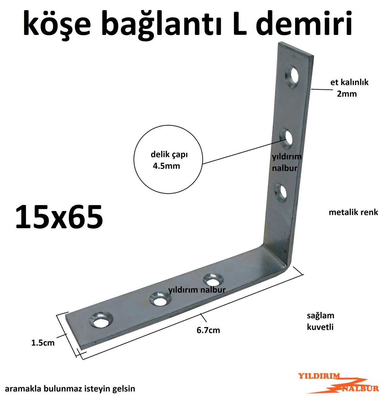 MASA GÖNYESİ 15x65 L KÖŞEBENT MOBİLYA BAĞLANTI KALİTELİ DUBLE BOY 6.5CM