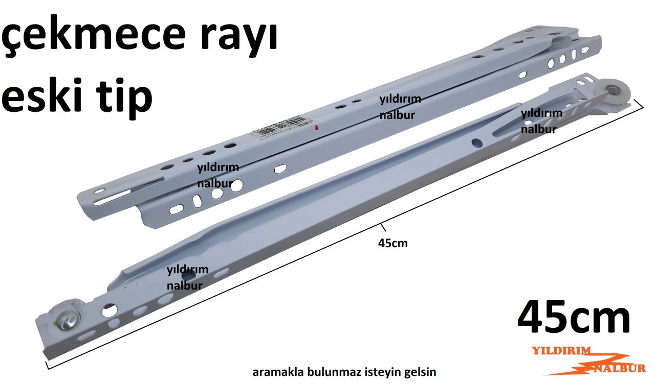 ÇEKMECE RAYI ESKİ TİP BEYAZ 45 CM MAKARALI ÇEKMECE KIZAK UZUN BOY