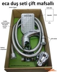 ECA DUŞ SETİ ÇİFT MAFSAL KARE PARLAK KROM KAFA SEREL EL DUŞU TAKIM SET KALİTE