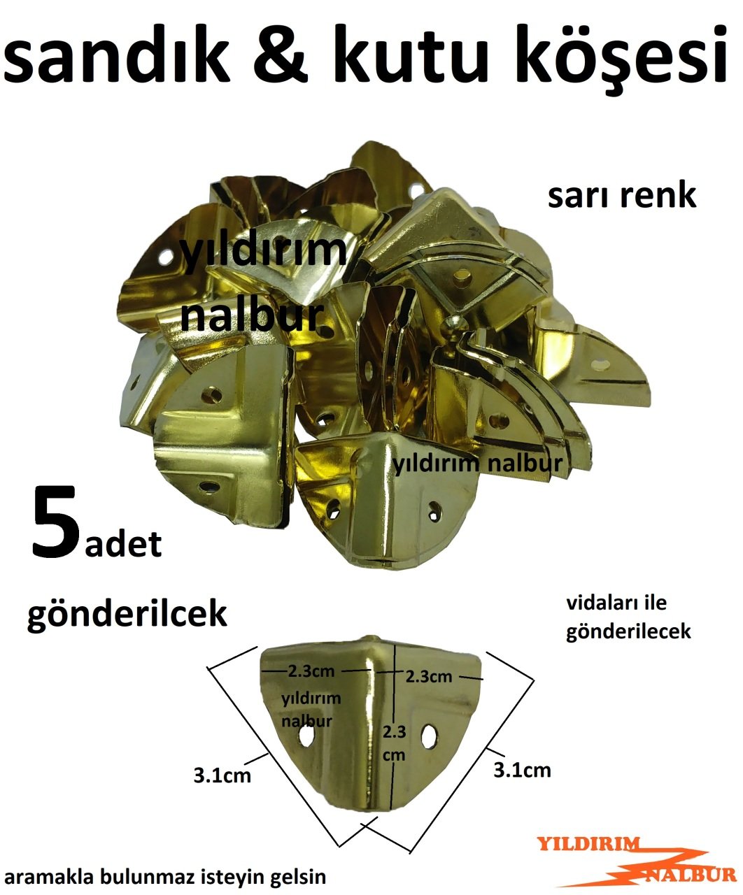 SANDIK KÖŞESİ METAL ALTIN SARI GOLD RENK HOBİ KUTU KÖŞESİ AHŞAP KUTU KÖŞESİ VİDALARIYLA