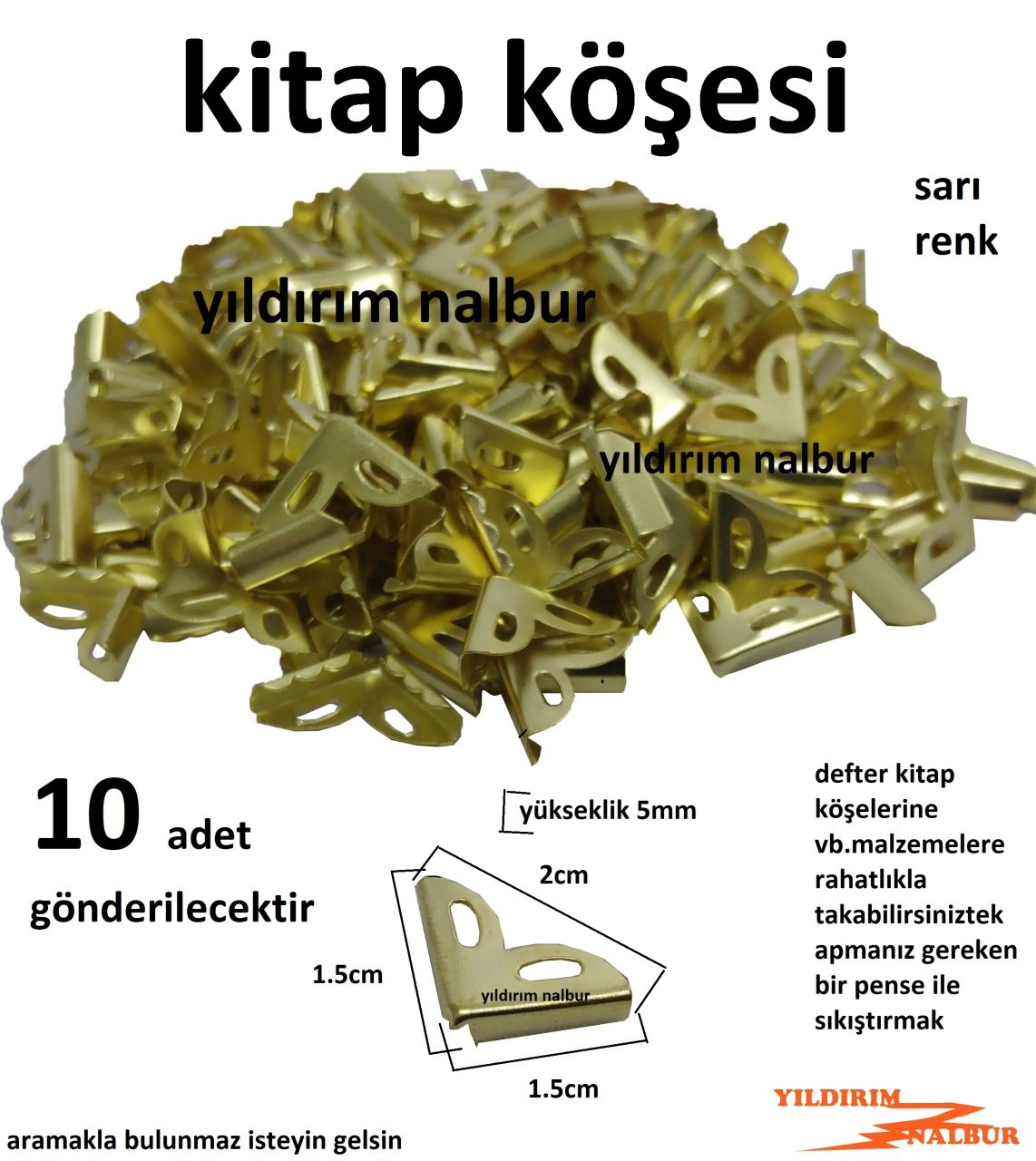 KİTAP KÖŞESİ METAL ALTIN SARI GOLD RENK DEFTER KÖŞE KAPLAMASI AJANDA KÖŞESİ