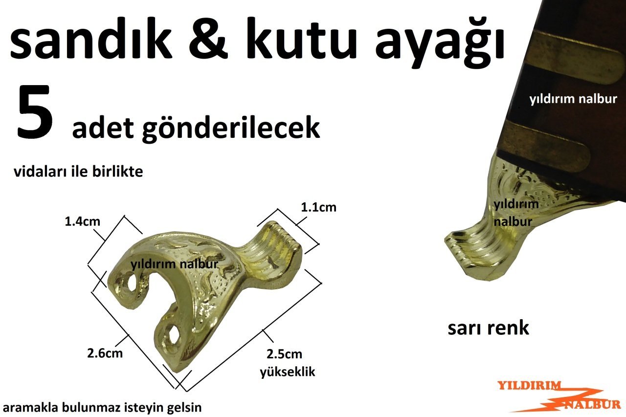 SANDIK AYAĞI SARI KUTU AYAĞI KAVİSLİ 5 ADET KUTU BACAĞI