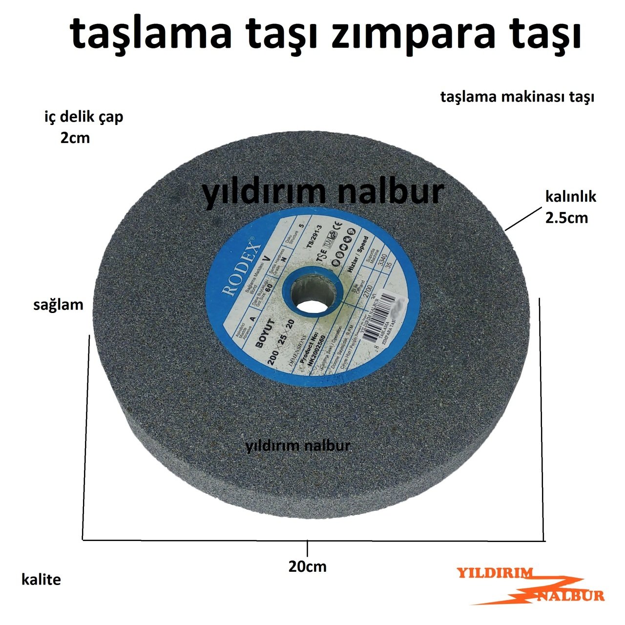 TAŞLAMA MAKİNASI TAŞI 200X2.5 RODEX KALİTELİ ZIMPARA TAŞI