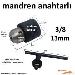 MATKAP MANDRENİ 3/8 13MM KÜÇÜK ANAHTARLI MANDIREN MATKAP KAFASI