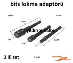 BİTS LOKMA ADAPTÖRÜ 3 PARÇA BİTS UÇ LOKMA UÇLARI BİLYALI