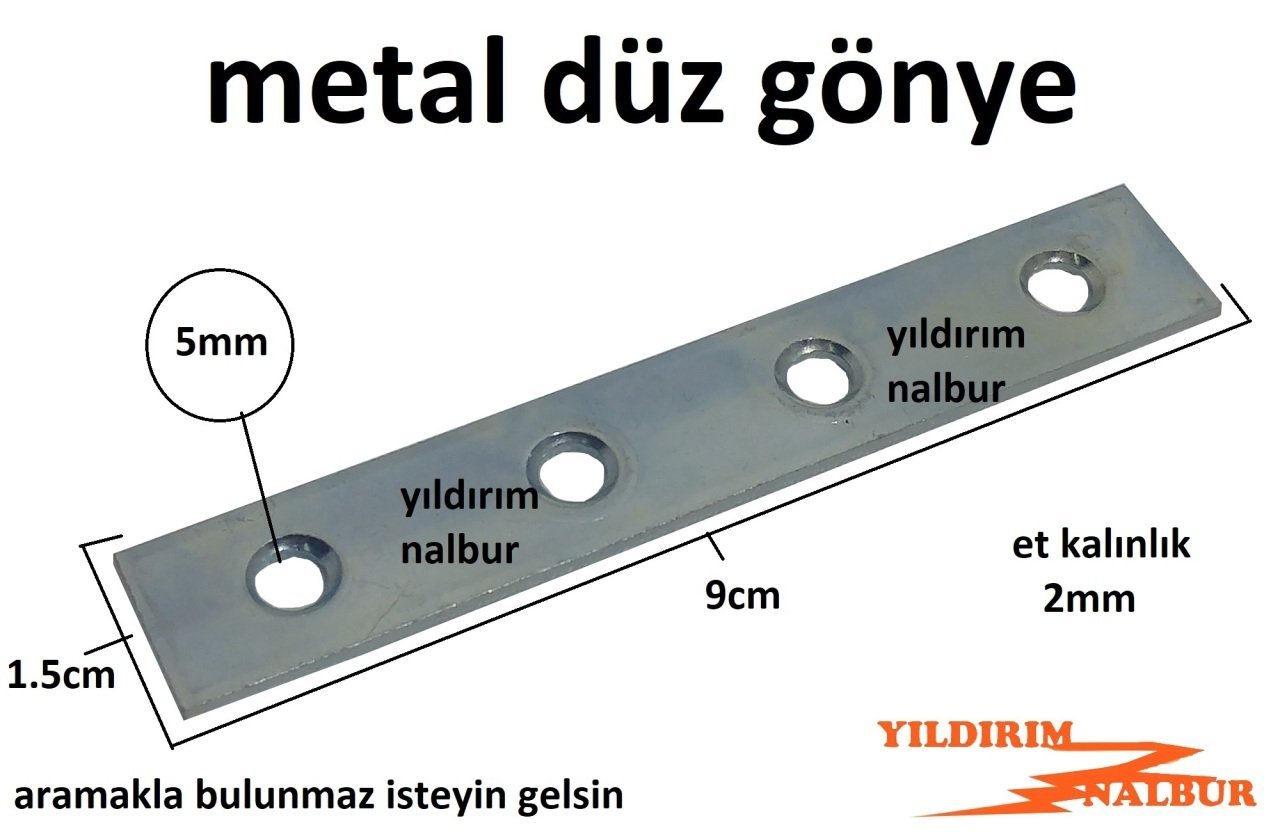 METAL DÜZ GÖNYE 15X90 MASA GÖNYESİ BÜYÜK BOY 4 DELİKLİ METAL BAĞLANTI APARAT