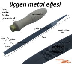 METAL EĞE ÜÇGEN BÜYÜK BOY METAL TÖRPÜSÜ EĞE EGE SAPLI