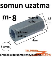 SOMUN UZATMA M-8 CİVATA UZATMASI METRİK 8 DİŞLİ UZATMA 8LİK DİŞ SOMUN