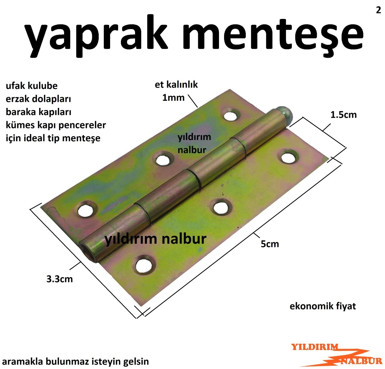 YAPRAK MENTEŞE KAPI MENTEŞE 5CM SAÇ MENTEŞE MİNİK