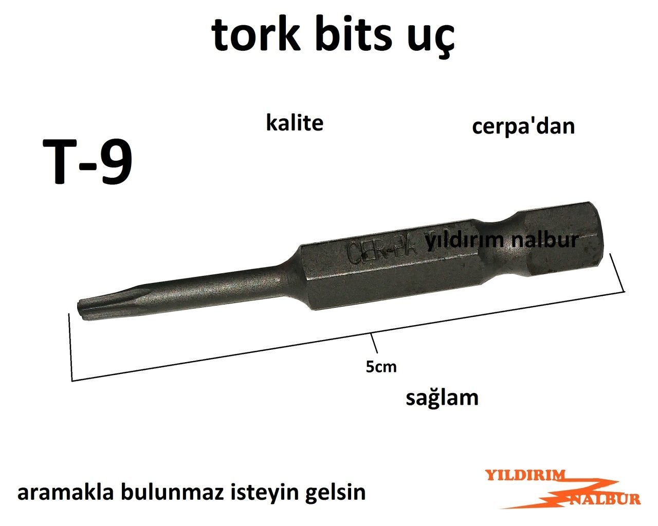 BİTS UÇ TORK T-9 CERPA ŞARJLI UCU YILDIZ TORK UÇ T-9