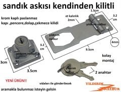 SANDIK ASKISI KENDİNDEN KİLİTLİ KROM PASLANMAZ DOLAP ÇEKMECE KAPI KİLİDİ ÖZEL