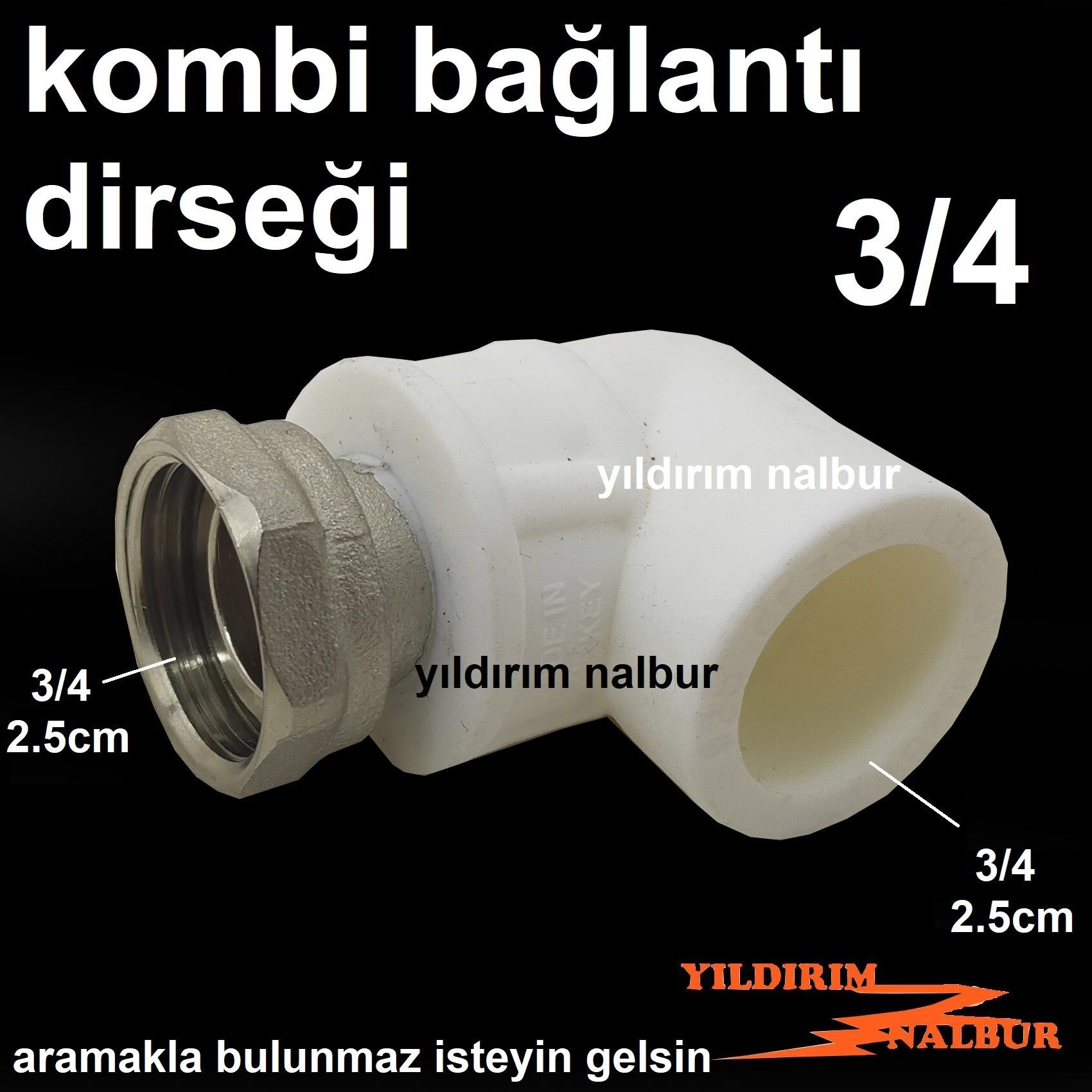 KOMBİ BAĞLANTI DİRSEĞİ 3/4 ÜÇ ÇEYREK PARMAK OYNAR BAŞLI