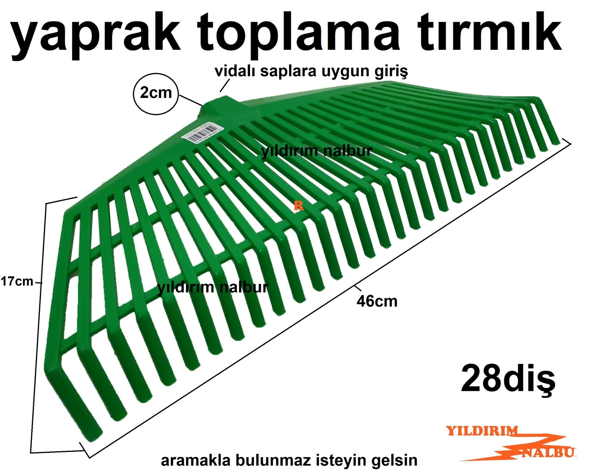 YAPRAK TOPLAMA APARATI TIRMIK PLASTİK 28 DİŞ BAHÇE TIRMIK KALİTE