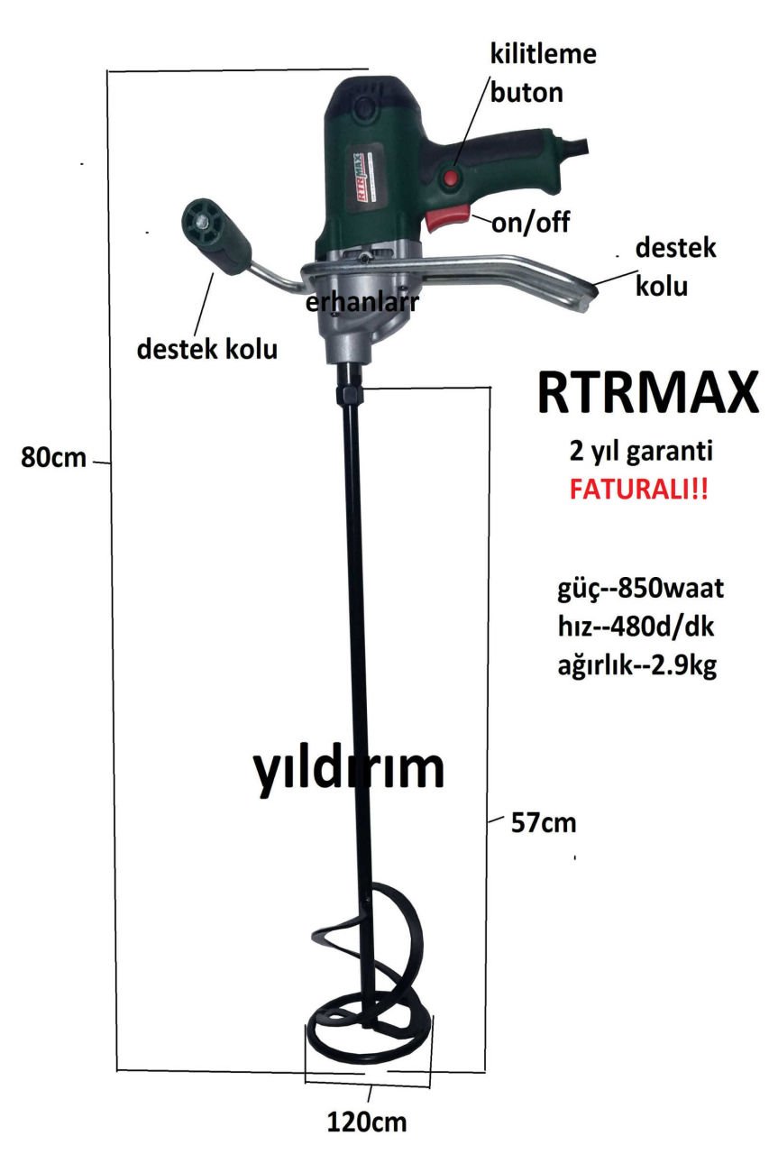 BOYA KARIŞTIRICI RTM393 HARÇ SIVA KARIŞTIRICI ALÇI KARI