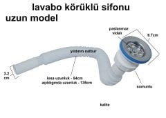 LAVABO SİFONU UZUN 1.35 METRE KÖRÜKLÜ SİFON LAVABO BORUSU PASLAN