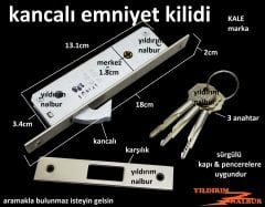 KALE SÜRGÜLÜ KAPI PENCERE KİLİDİ KANCALI KİLİT 3 ANAHTAR SÜRMELİ KAPI PİMAPEN KİLİT EMNİYET KİLİDİ