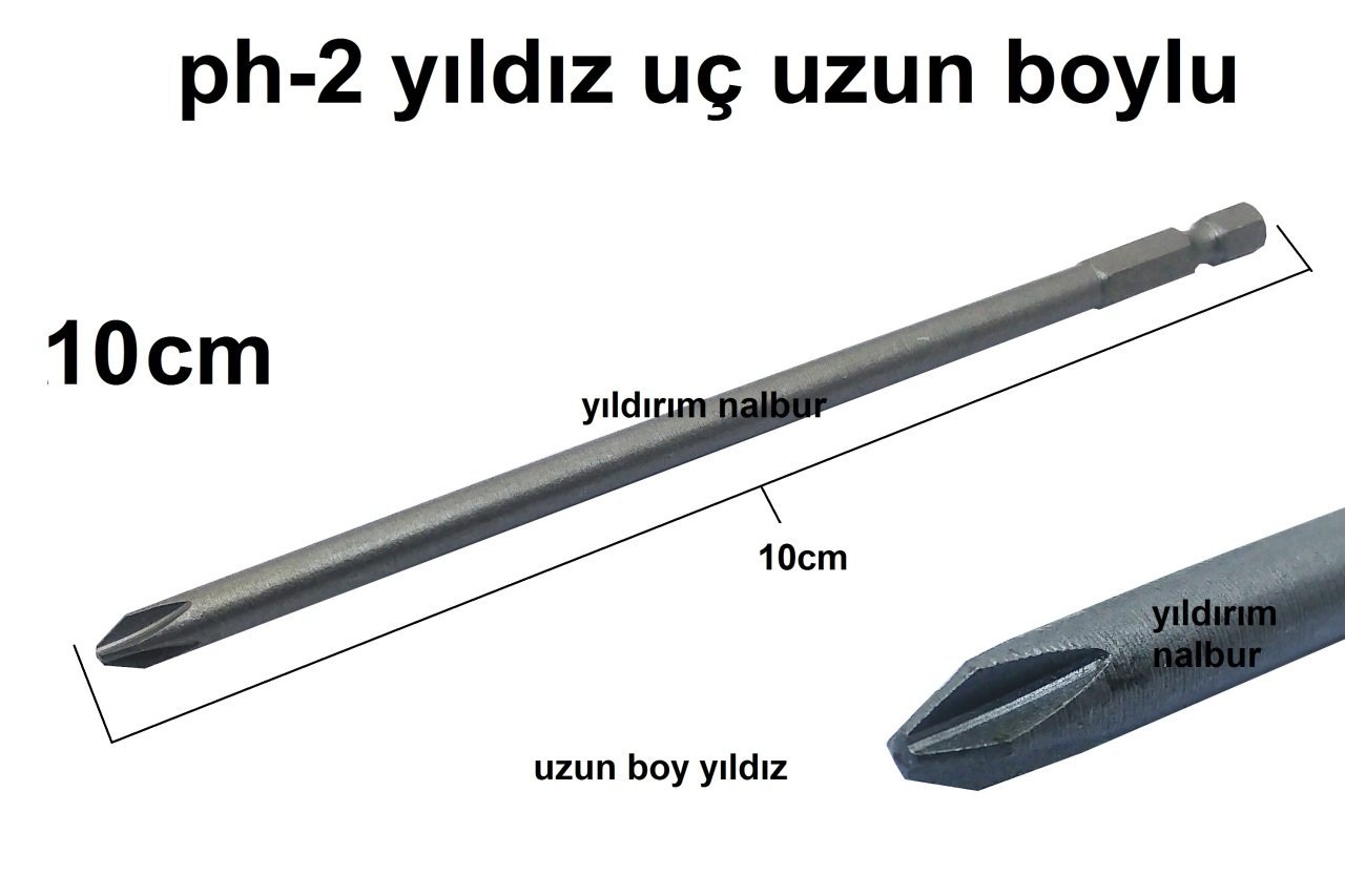 BİTS YILDIZ UÇ 10 CM ORTA BOYLU KALİTE MATKAP UCU ŞARJLI UÇ