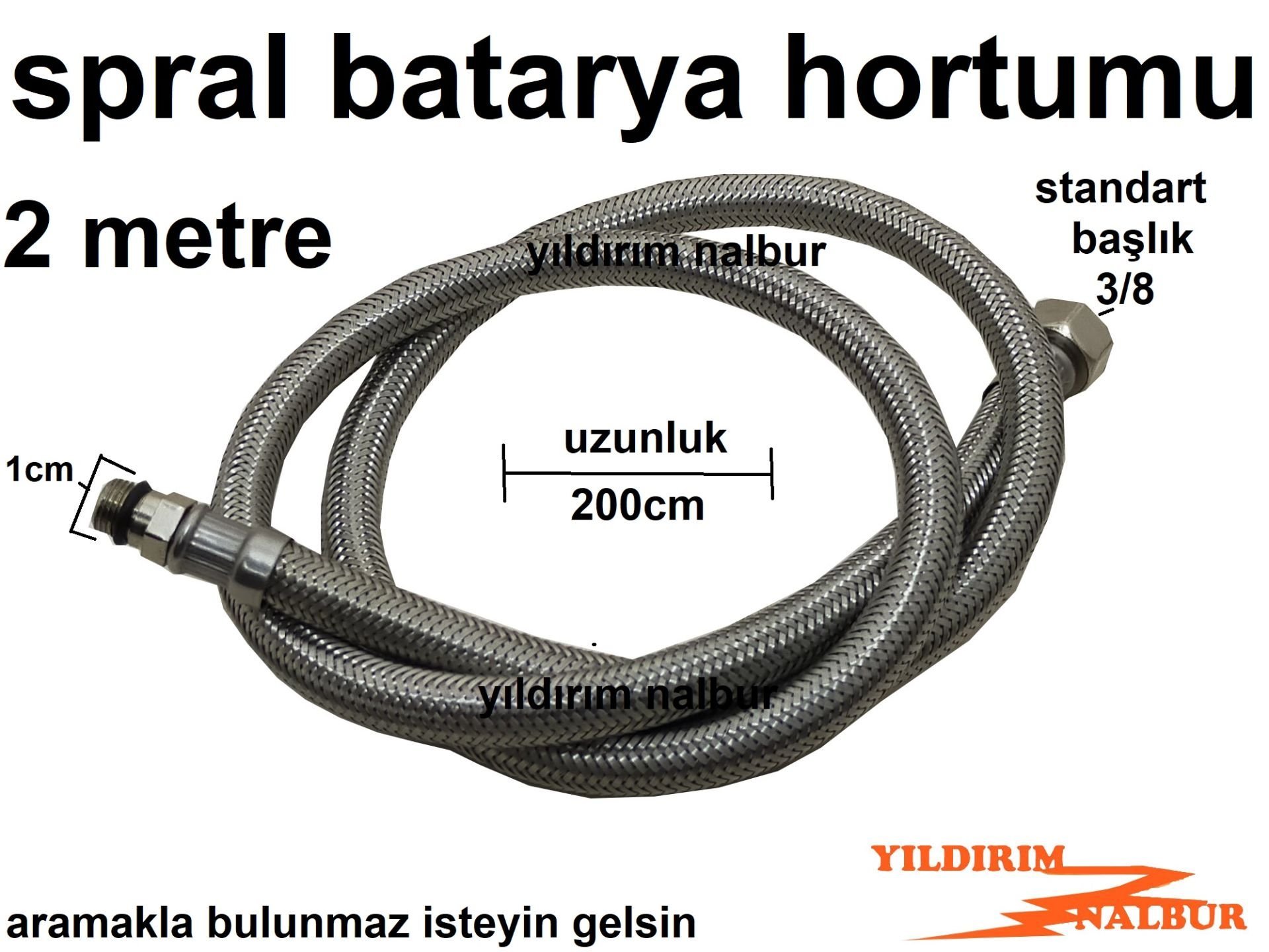 BATARYA BORUSU 200 CM BAĞLANTI SPRALİ ÇELİK HORTUM ÇELİK SPRAL UZUN