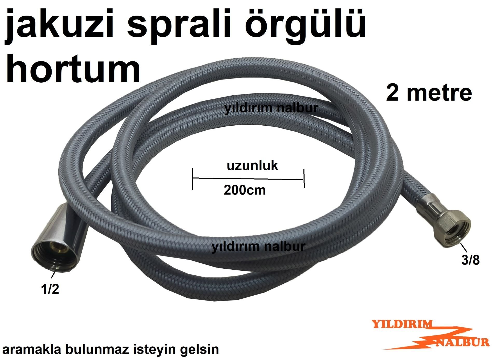 JAKUZİ SPRALİ ÖRGÜLÜ 2METRE 1/2-3/8 UZUN TAHARAT MATİK DUŞ HORTUMU KALİTE