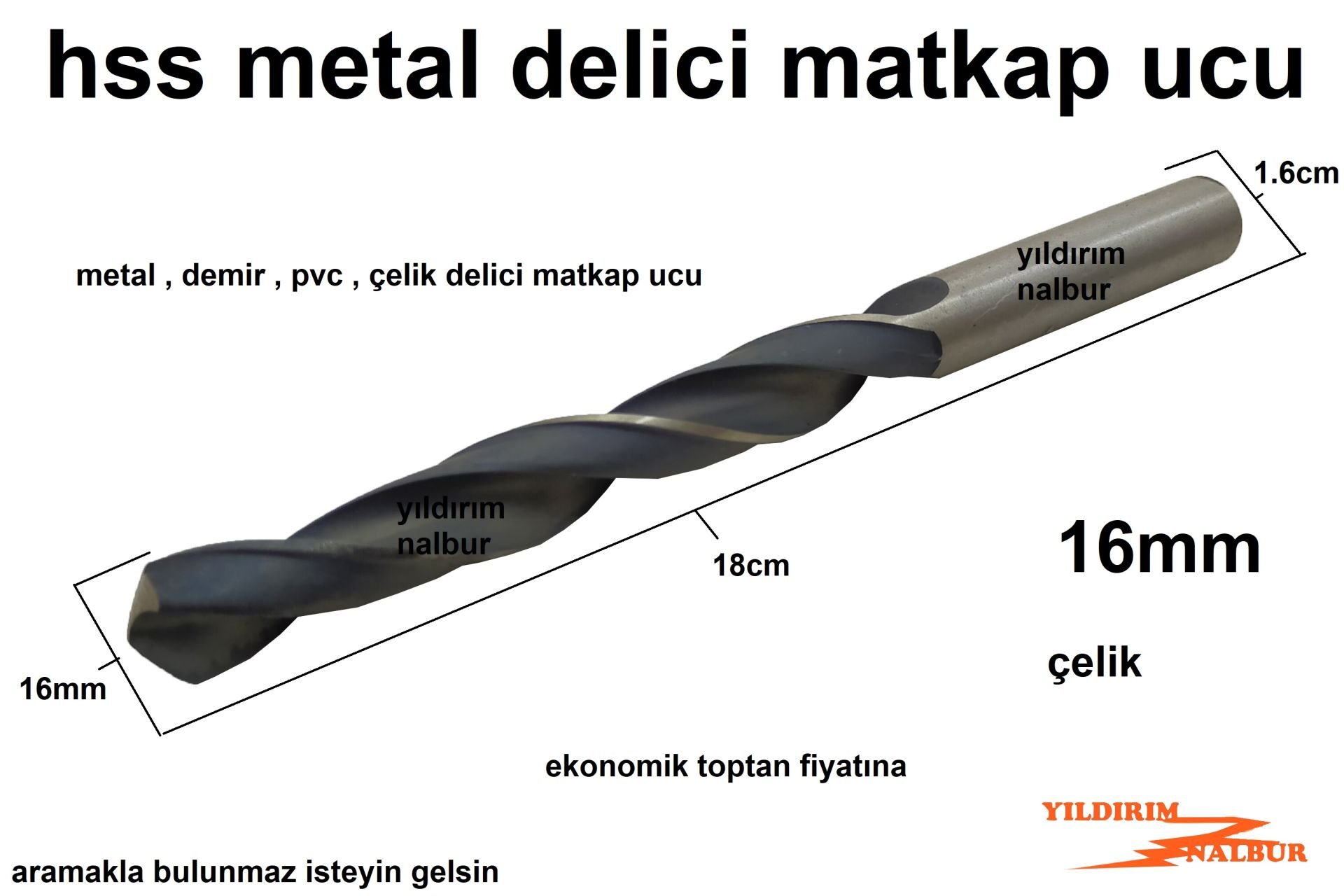 16 MM HSS METAL DELİCİ MATKAP UCU DEMİR PVC DELİCİ UÇ ÇELİK KALIN