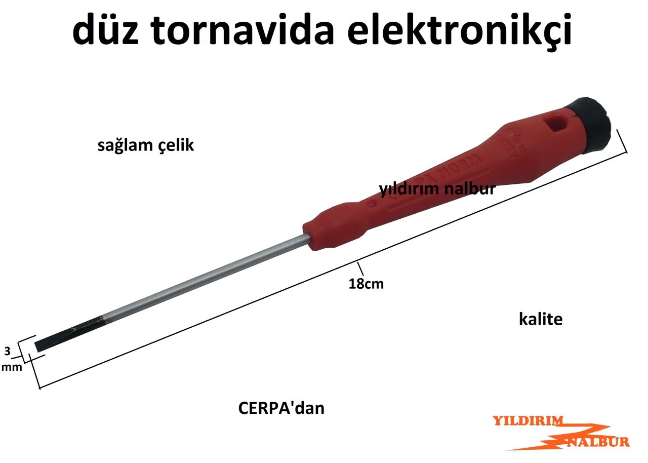 TORNAVİDA DÜZ ELEKTRONİKÇİ 3MM TORNAVİDA İNCE UÇLU ÇELİK