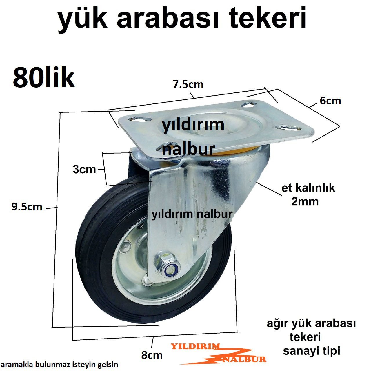 YÜK ARABASI TEKERLEK 80LİK SANAYİ TİPİ TEKERLEK TEZGAH SEHPA TEKER ŞARHOŞ TEKER