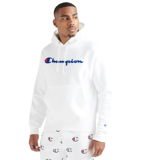 Champion Logolu Kapüşonlu Sweatshirt Beyaz