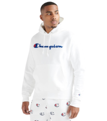 Champion Logolu Kapüşonlu Sweatshirt Beyaz M