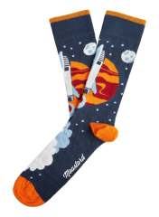 Moustard Yıldız Gemisi Desenli Çorap-Socks Lacivert