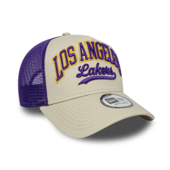 LA Lakers NBA Script Cream 9Forty E-Frame Trucker Adjustable Cap