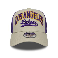 LA Lakers NBA Script Cream 9Forty E-Frame Trucker Adjustable Cap