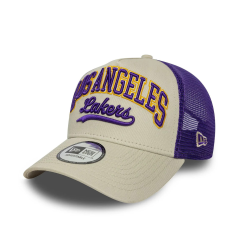 LA Lakers NBA Script Cream 9Forty E-Frame Trucker Adjustable Cap