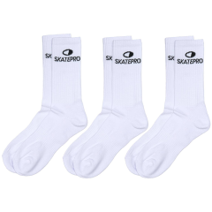 SkatePro Logo 3'Lü Paket Çorap-Socks Beyaz Unisex