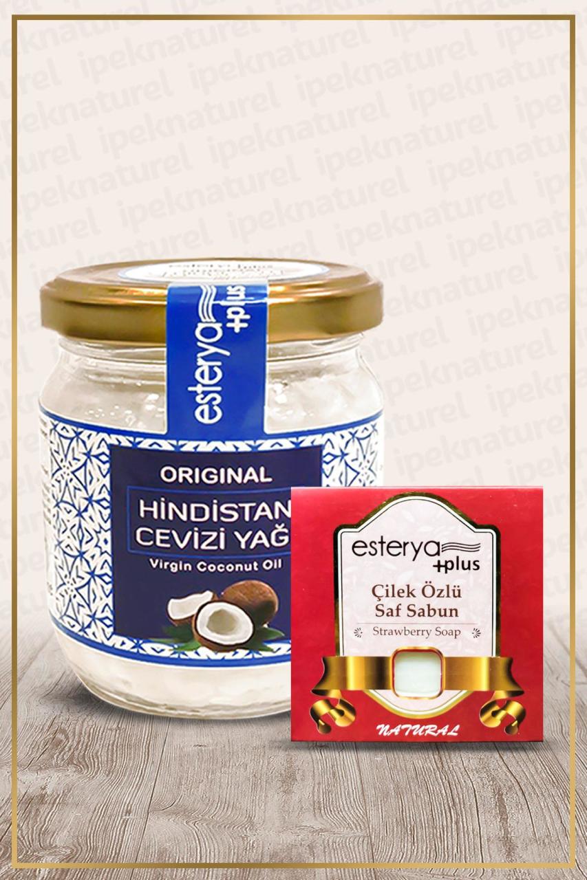 Katı Hindistan Cevizi Yağı 160 Gr Ve Çilek Özlü Doğal Sabun 125 Gr