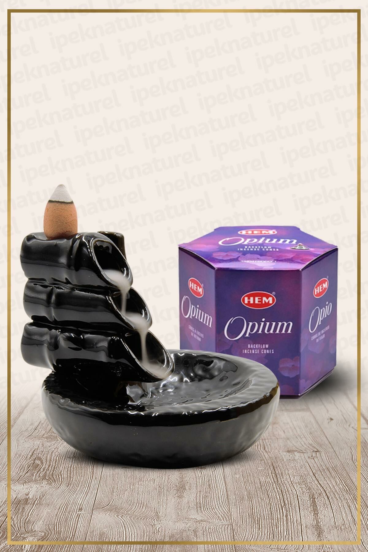 Geri Akışlı Şelale Temalı Siyah Tütsülük No:10 Ve Opium Konik Tütsü 40 Adet