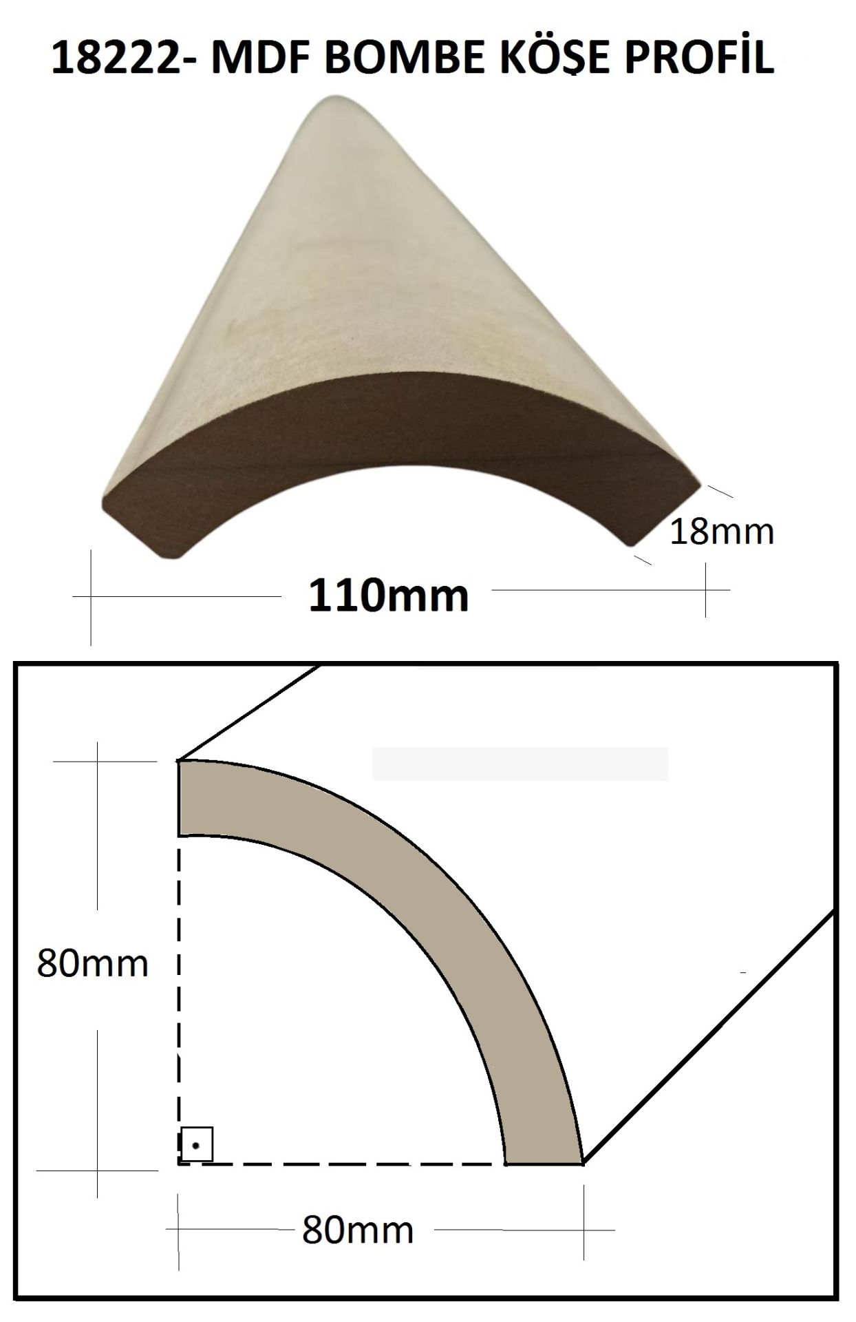 18222-MDF DEKORATİF KÖŞE PROFİLİ-110mm x 18mm x 2800mm