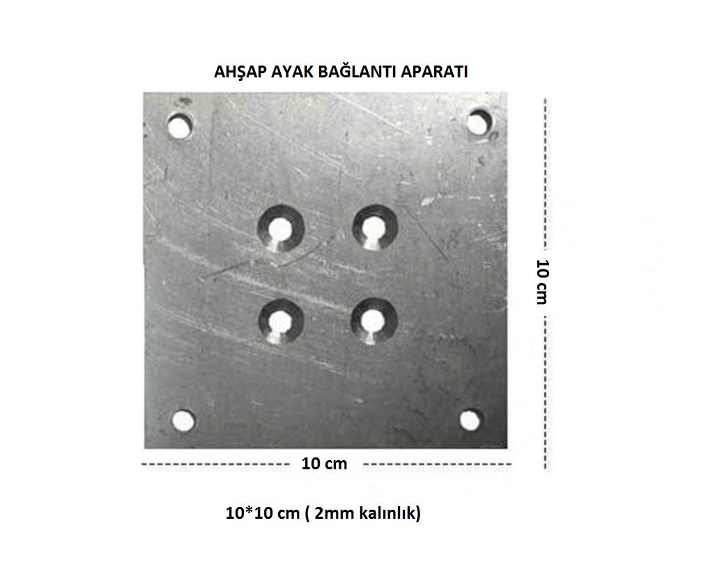 AHŞAP AYAK BAĞLANTI APARATI -Metal- 10x10cm (2mm Kalınlık)