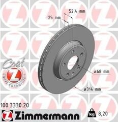 Audi A4 2007-2023,A5 2007-2023 Ön Fren Diski 6 Delik 8K0615301
