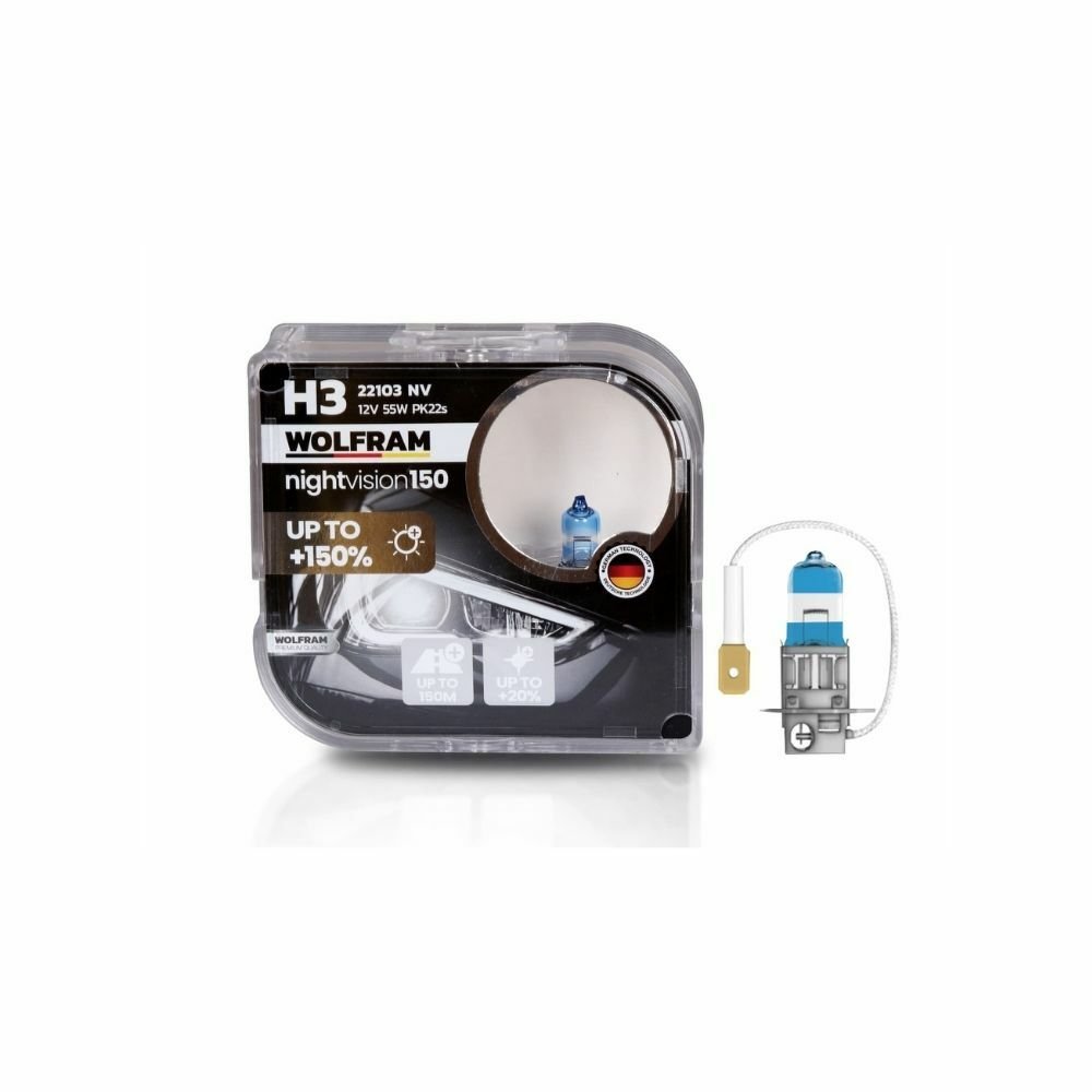 Halojen Night Vision H3 Ampul NV +%150 Fazla Işık ve %20 Beyaz Işık 12V 55W 22103NV