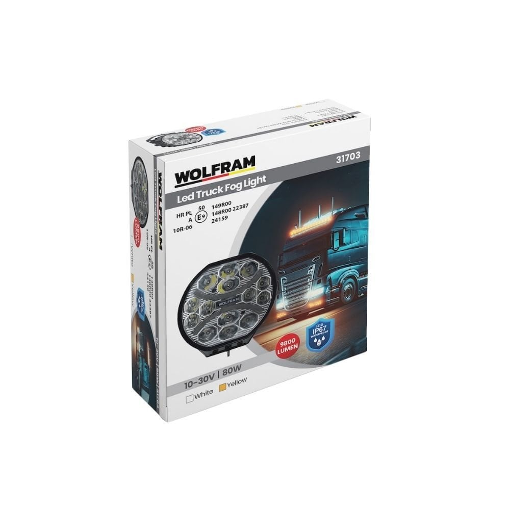 Tır için Yuvarlak Ledli Sis Lambası 80 Watt Sarı-Beyaz E9 Belgeli 31703