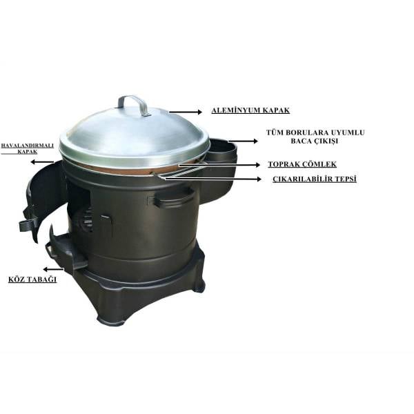 Demiray Büyük Topraklı Sobalı Mangal - Bombeli Kapak