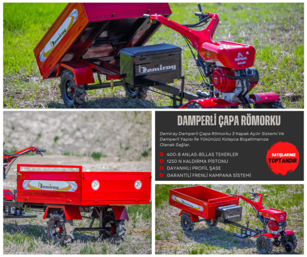 Demiray Manuel Damperli 3 Kapak Açılır Çapa Makinesi Romorku