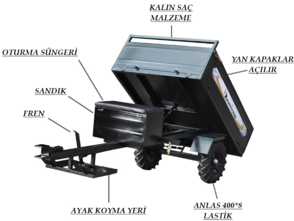 Demiray Manuel Damperli 3 Kapak Açılır Çapa Makinesi Romorku