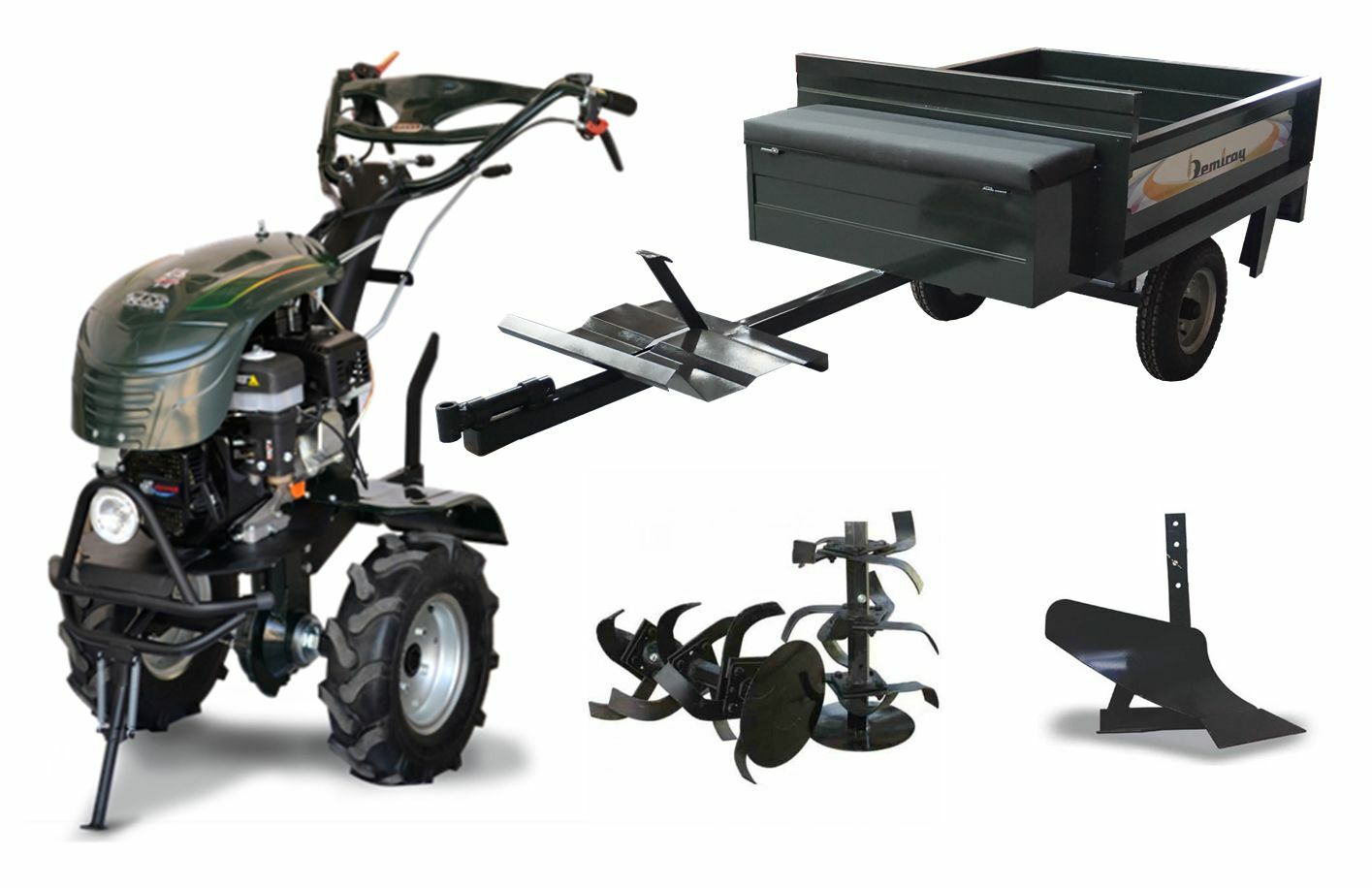 Kaan 26 S Delux 7 HP Benzinli Çapa Makinası + Demiray Makassız Römork